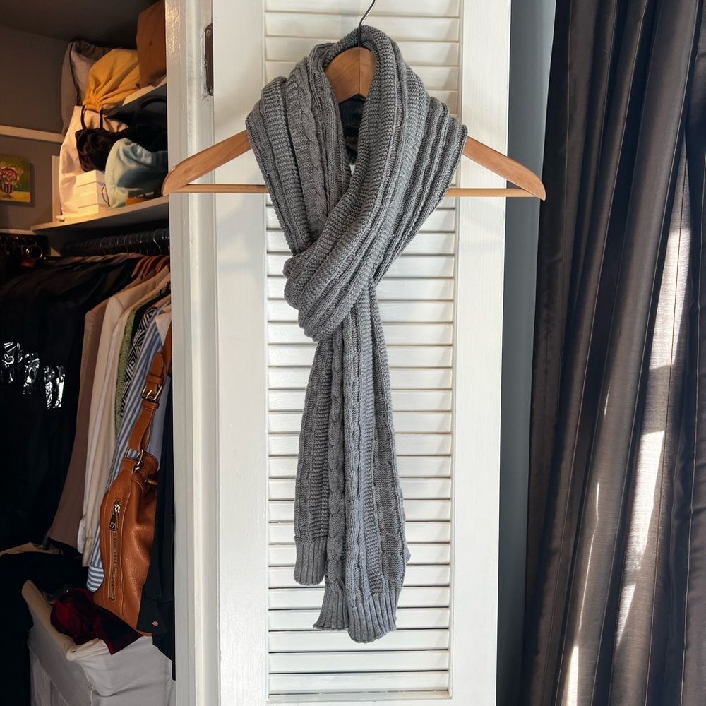 Boll and Branch Gray Cable Knit Scarf